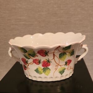 Vintage Strawberry Pattern Porcelain Planter Bowl